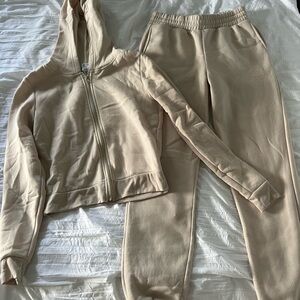 Women's Beige Hoodie and Jogger Set